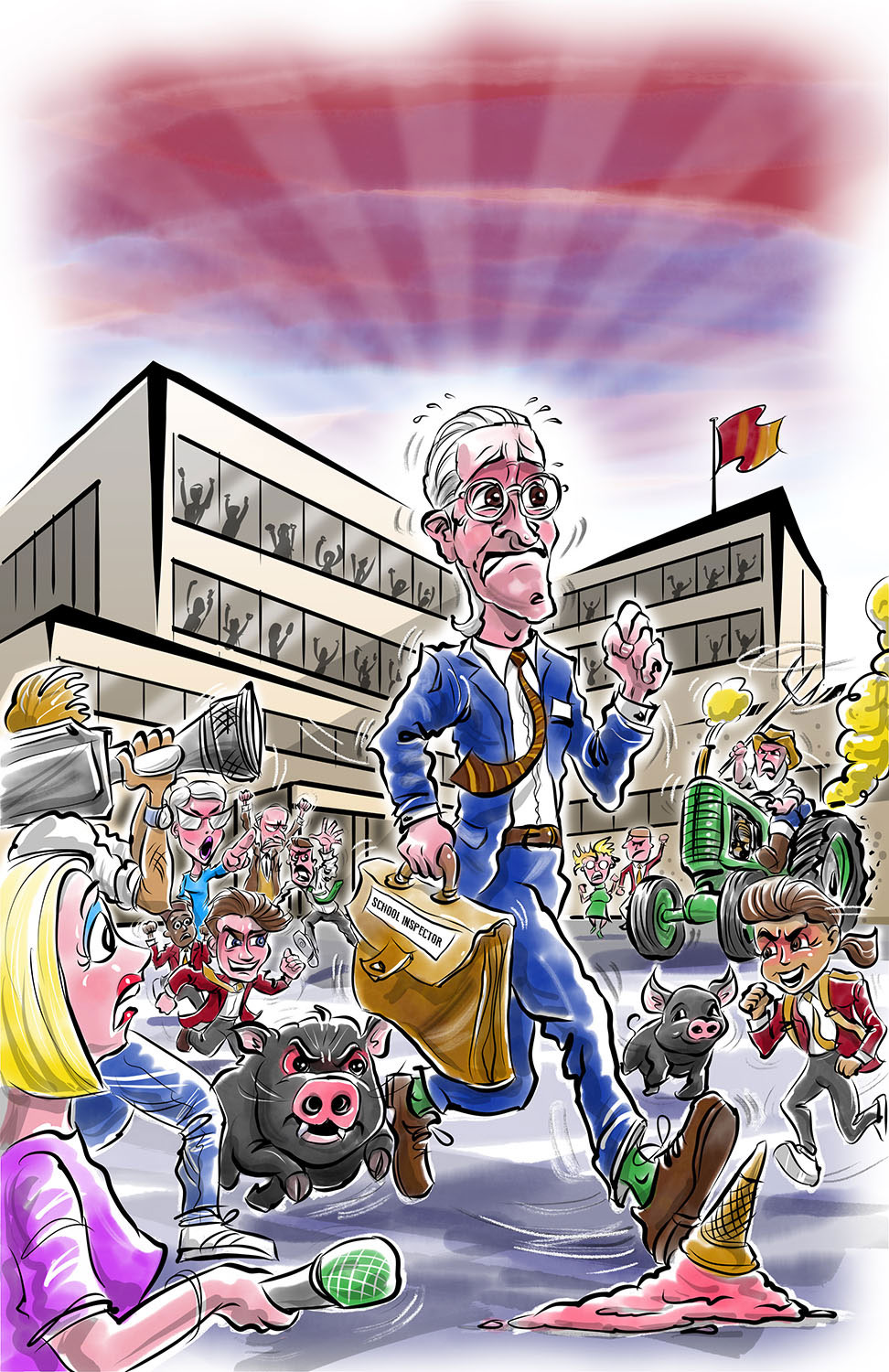 Cartoon illustration for a bookcover