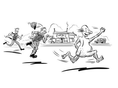 Inside page illustration for a satirical book